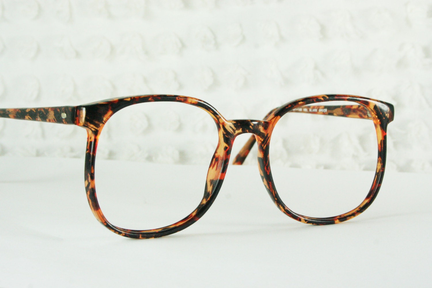 80s Oversize Glasses 1980's Round Eyeglasses Tortoise Pattern Horn Rim Optical Frame Unisex NOS Multiple Sizes