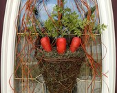 Spring Wreath Summer Grapevine Door Basket Wreath Decor.."Garden Carrots"