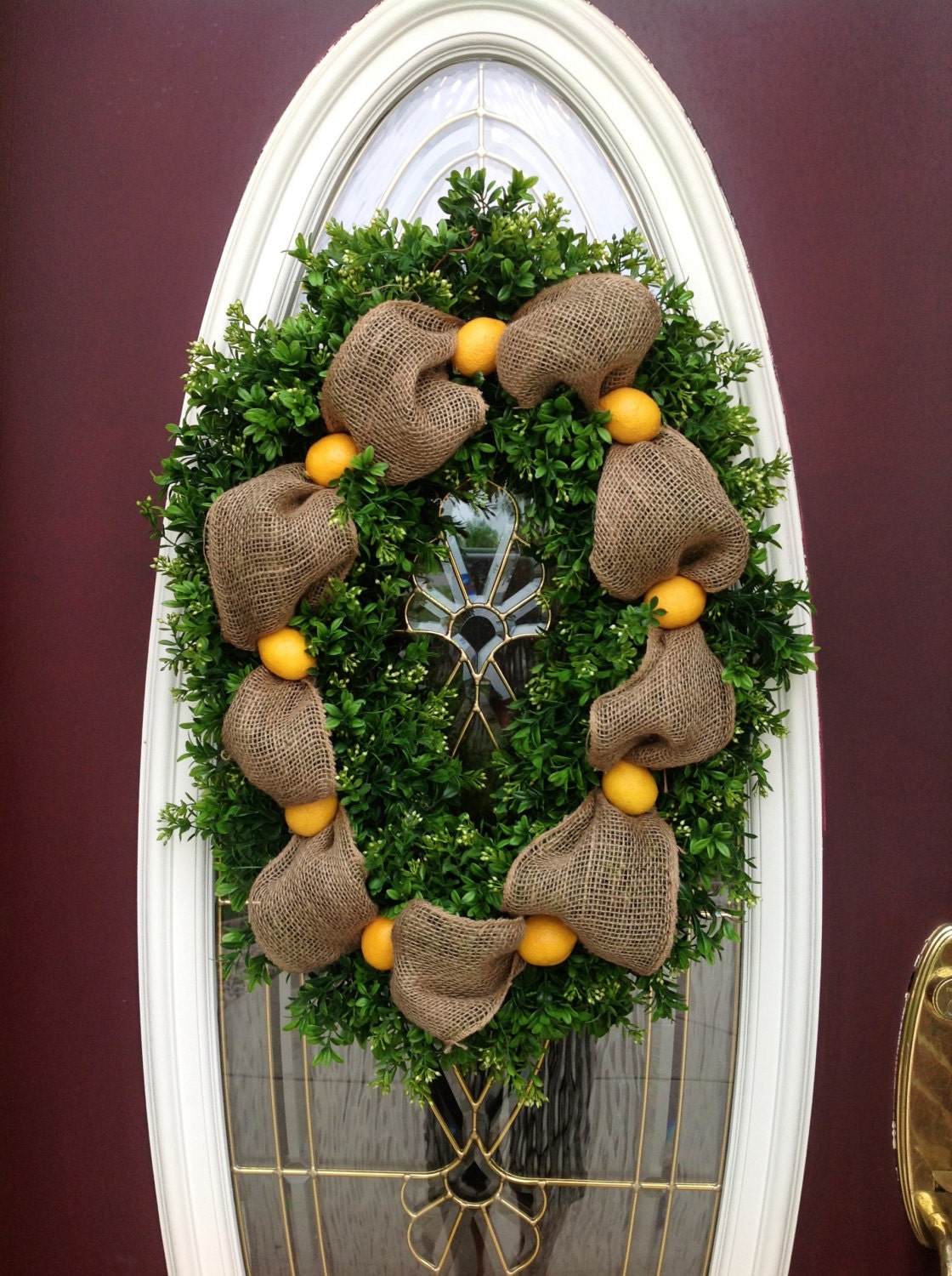 Spring Wreath Summer Wreath Grapevine Door Wreath Decor.."Burlap Lemons"
