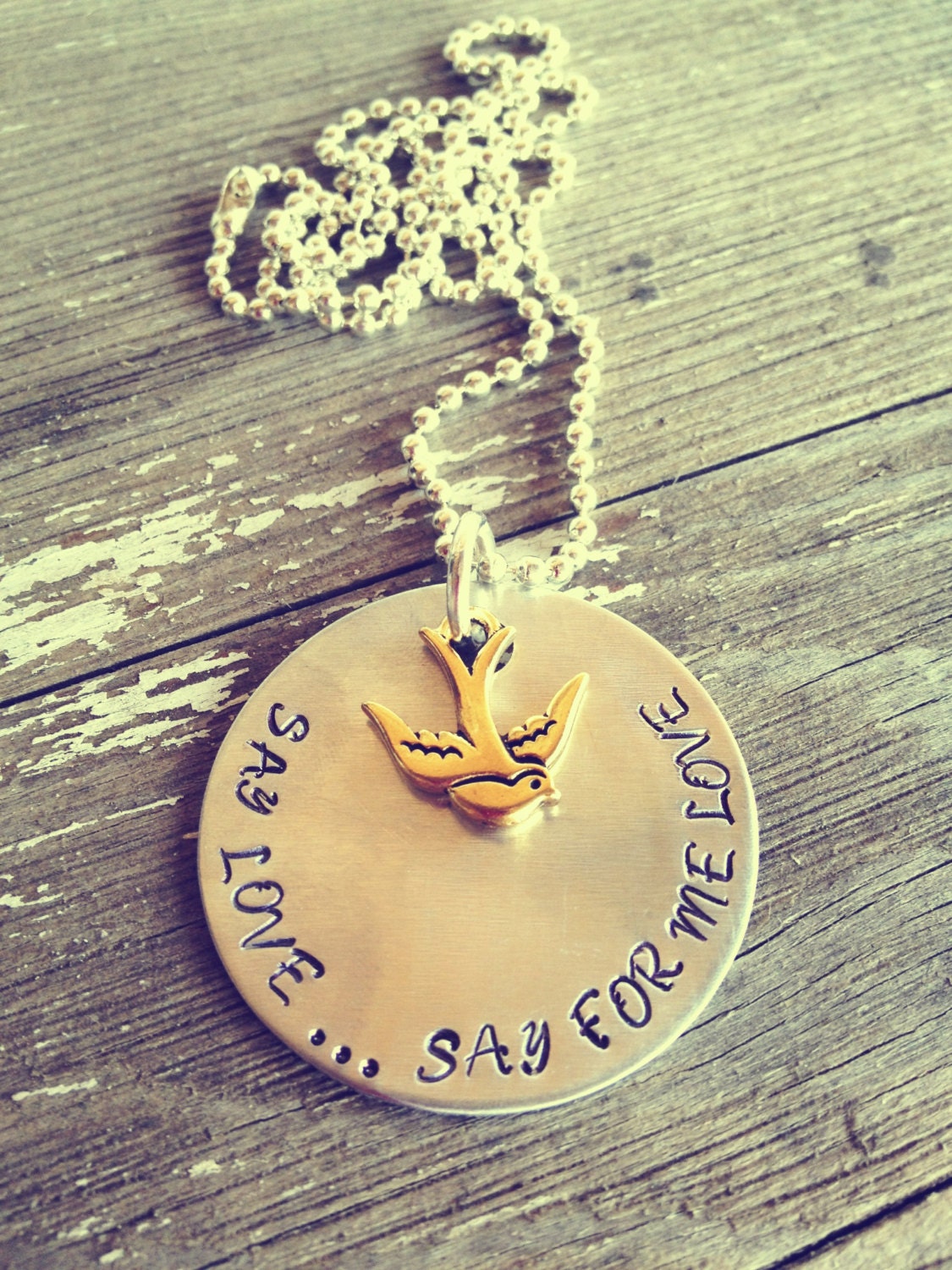 Hand Stamped Gold and Silver Avett Brothers Quote From Living of Love Song