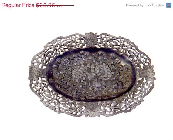SALE Antique Metal Bowl Flower Bowl