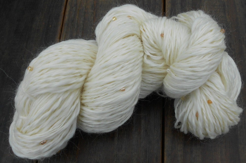 Handspun Yarn, Art Yarn, Jewels In The Sand, 282 yards, 14 wpi, Sport Weight