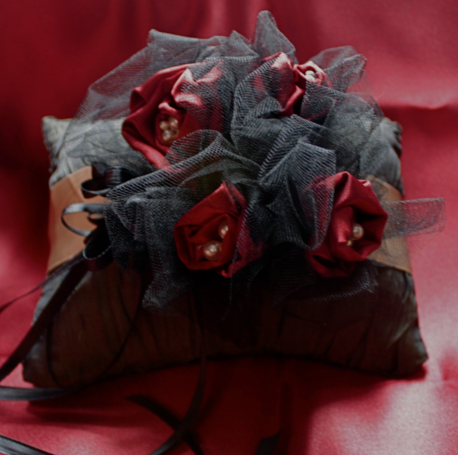 GOTH/GOTHIC/STEAMPUNK Maiden's Kiss Ooak Wedding Ring Pillow