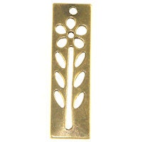 Charms - Antique GOLD Plated Brass Rectangle Flower Charms - 12 Pack  - Stamped Daisy Charm