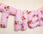 THEA - Personalized Baby name wall hanging, kids nursery decor. Perfect Christening gift for a new baby girl. Pink Strawberries.