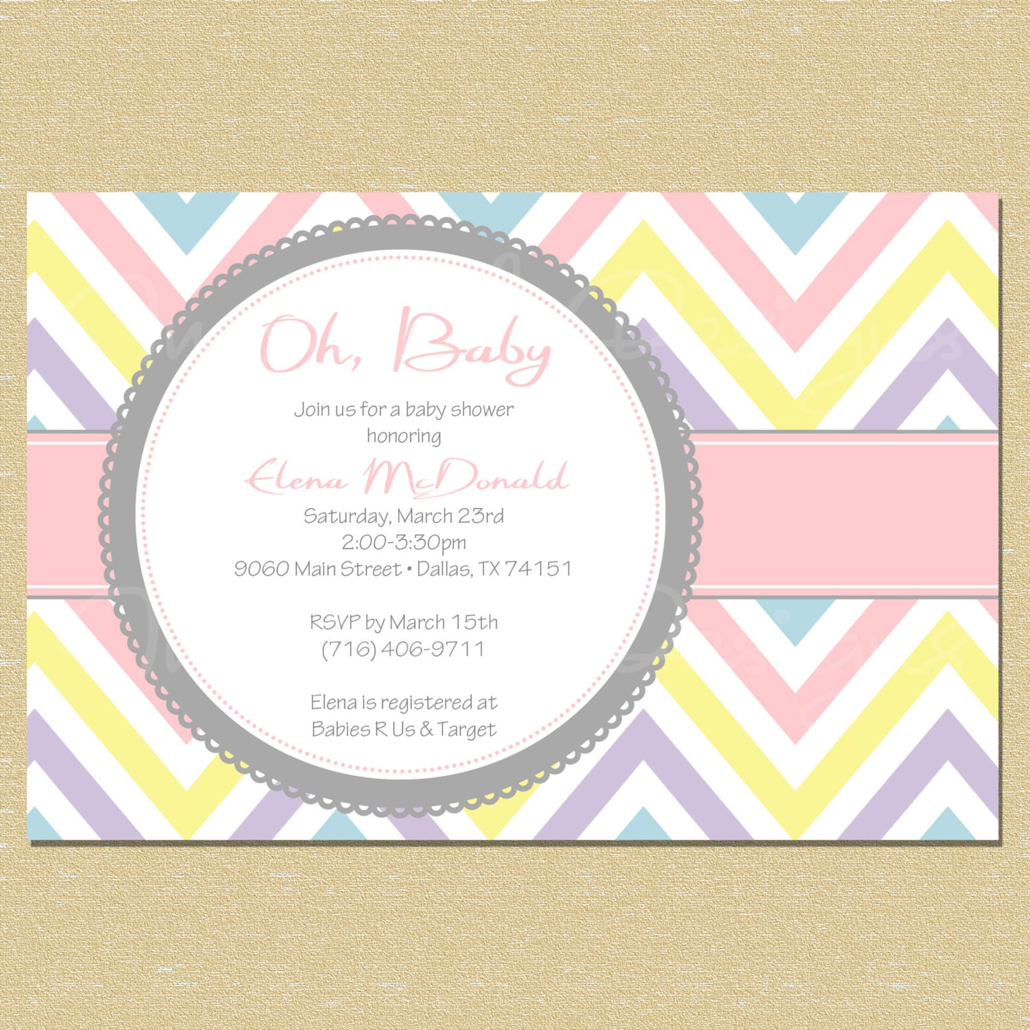 Spring Chevron Baby Shower Invitation - Matching Coordinates Available Il_570xn