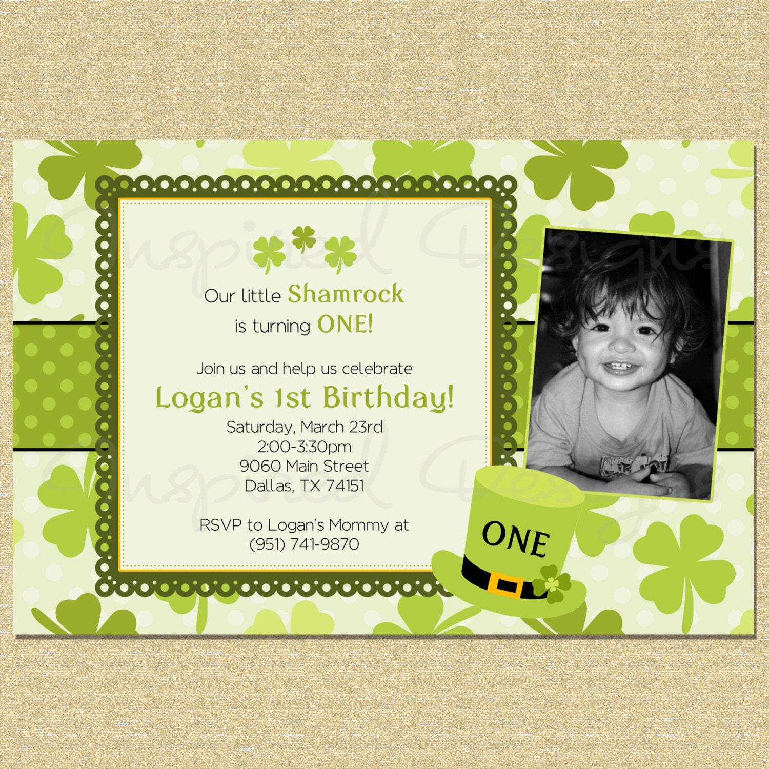 Our Little Shamrock Birthday Invitation (Boy or Girl) Il_570xn
