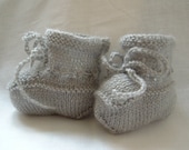 Baby Booties Hand Knitted in Light Grey Newborn Modern & Smart Boy