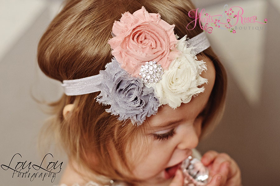 Shabby Chic Baby Girl Headbands.Baby Headbands.Vintage Inspired Flower Headband.Newborn Headbands.Infant headband.Baby Bow.15% Off UROrder