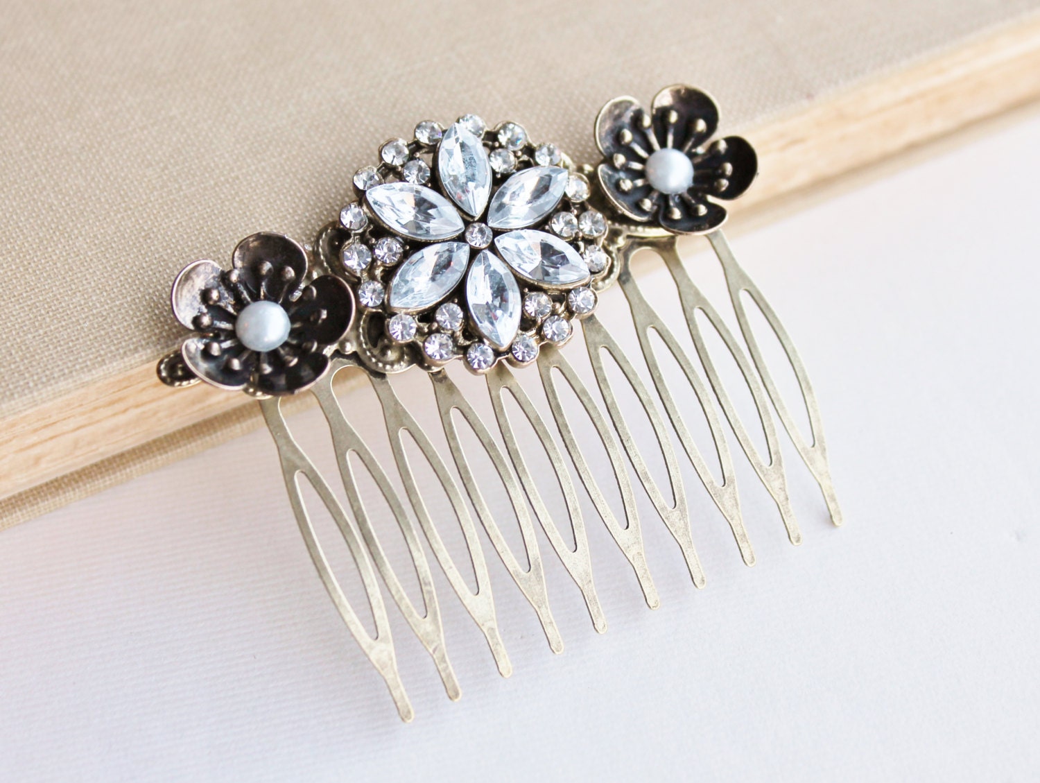 Something Old.....Bridal Hair Comb,Vintage Pearl Rhinestone,Repurposed Jewlery,Upcycled Wedding Hair Accessory,Bridal Hair Comb