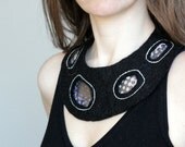 Black felted necklace felted collar
