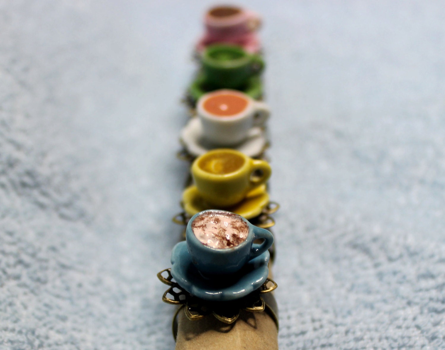 Miniature Teacup Adjustable Ring with YOUR CHOICE of colour & beverage