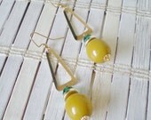 Mod Green Triangle Dangle Earrings