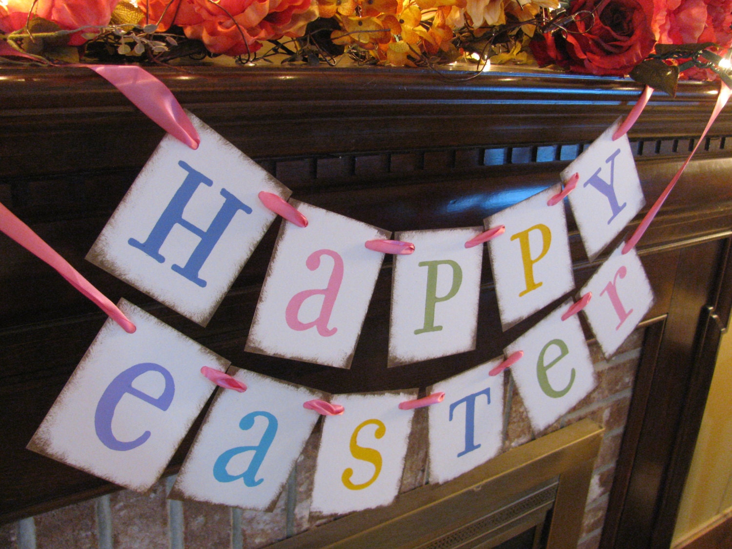 Happy Easter Banner Spring Pastel Colors Sign Garland Great Photo Prop