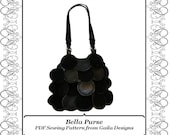 Paillette Faux Leather/Suede Purse PDF Sewing Pattern with zipper, shoulder straps, lined "Bella"
