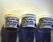 luster dust silver, gold and pearl group for cake decorating and gumpaste, powdered color