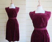 1970s Neiman Marcus Dress / 70s Mulberry Corduroy Jumper Dress