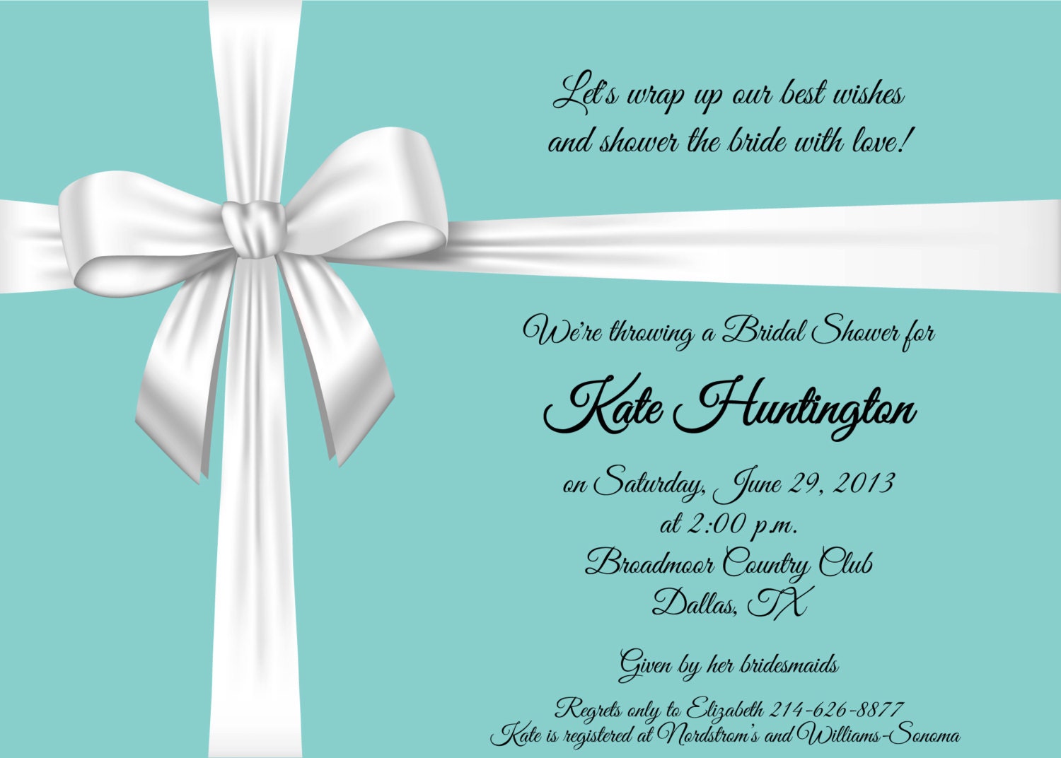 Tiffany Blue Bow - Bridal Shower, Bridal Luncheon, Baby Shower Invitation Il_570xn