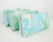 Bridesmaid clutch set of 3, mint blue spring wedding clutches, Bridesmaid Set of 3 Clutches, Minaudieres, spring wedding