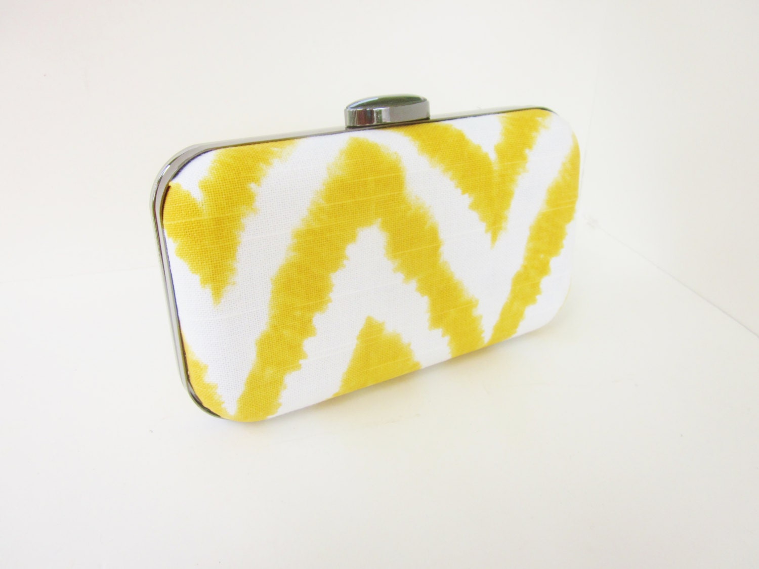 yellow chevron clutch purse, yellow bridesmaid clutch purse, yellow minaudiere, yellow weddings