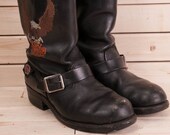 Vintage black Harley Davidson motorcycle boots womens size 8