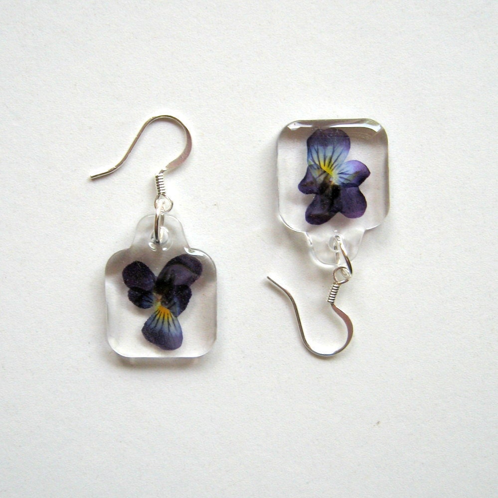 Purple Violas - Charmed Real Flower Earrings
