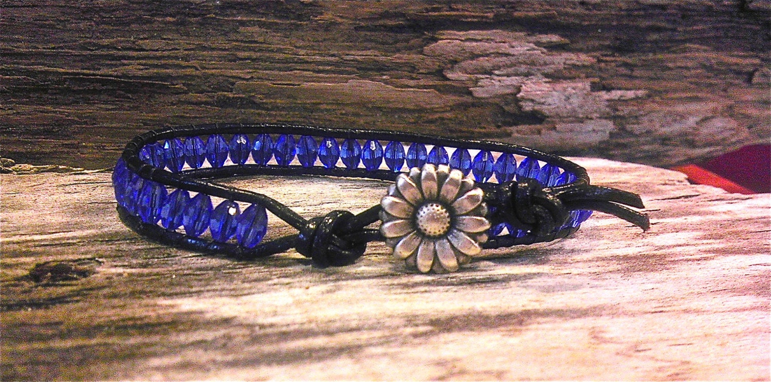 Stacking Leather Wrap Bead Bracelet