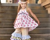Halter Top with Triple Ruffle Capris - Size 6 7 8 - Floral Summer Line - Girls Tween Boutique Clothing - Capri set
