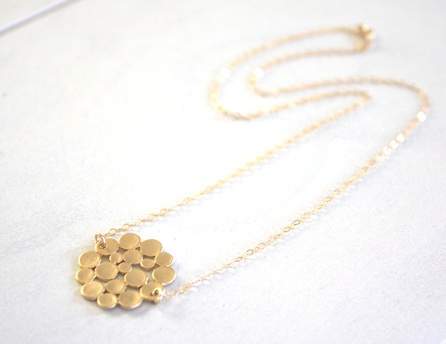 Gold Necklace, Gold Bubble Necklace, Circle Necklace, Simple Necklace, Bridesmaid Necklace, Bridal Necklace