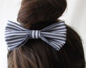 Large Fabric Hair Bow Nautical Stripe - Hair Clip