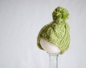 Cabled Newborn Beanie, Muted Green