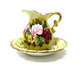 Vintage Flowered Pitcher Sepia, Victorian Collector Plate, Romantic Home Decor, Shabby Chic Decor