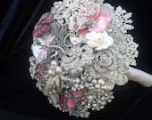 Brooch and Jeweled Wedding Bouquet...Pretty in Pink... Made to Order