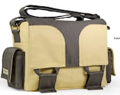 Design Messenger Camera Bag - Dark grey-Buff Yellow ( Handmade / Cotton / Unisex )