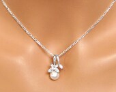 Pearl Drop Wedding Necklace. Cubic Zirconia Bridal Pendant. Bridal Necklace. Crystal Wedding Pendant. Bridesmaids Jewelry. FREE Shipping