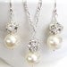 Bridal Jewelry Set, Wedding Jewelry Set, Bridesmaids Jewelry Set, Rhinestone and Cream Pearl Drop - FREE SHIPPING