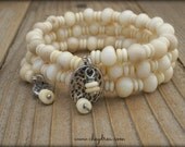 Ivory Jewelry, BEACH JEWELRY, Ivory Bangle Wrap Bracelet by Cheydrea