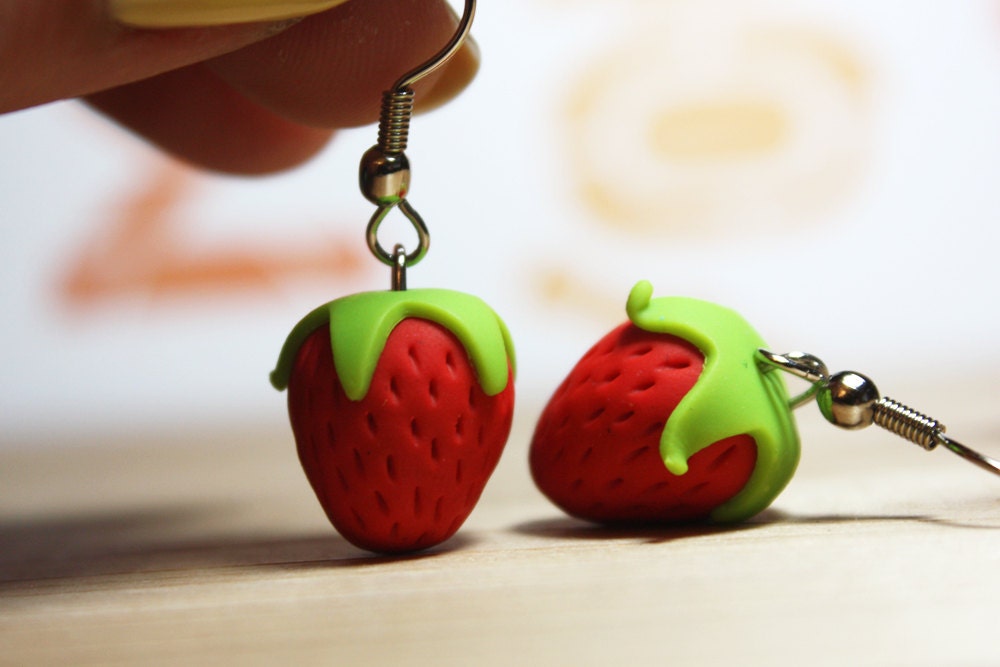 Petite Strawberries - Dangle Earrings