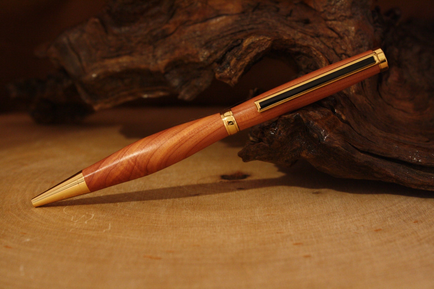 Red Cedar Slimline w/black clip Pen