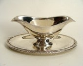 Silverplate Gravy Boat Sauce Server with attached Tray Castleton 683 International Silver Company