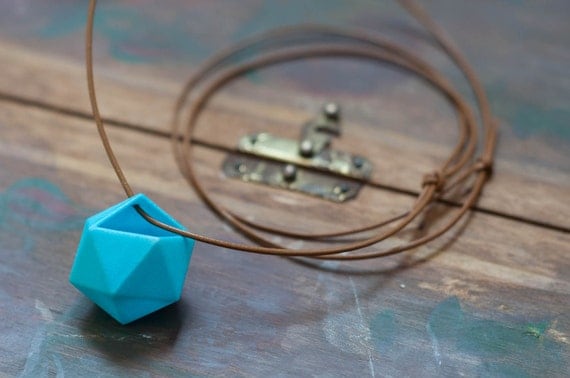 Icosahedron Wearable Planter in Bright Blue