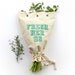 FRESH HERBS: Reusable eco fresh garden herb storage. Motif ornamented drawn typography. Hemp organic cotton drawstring button bag.