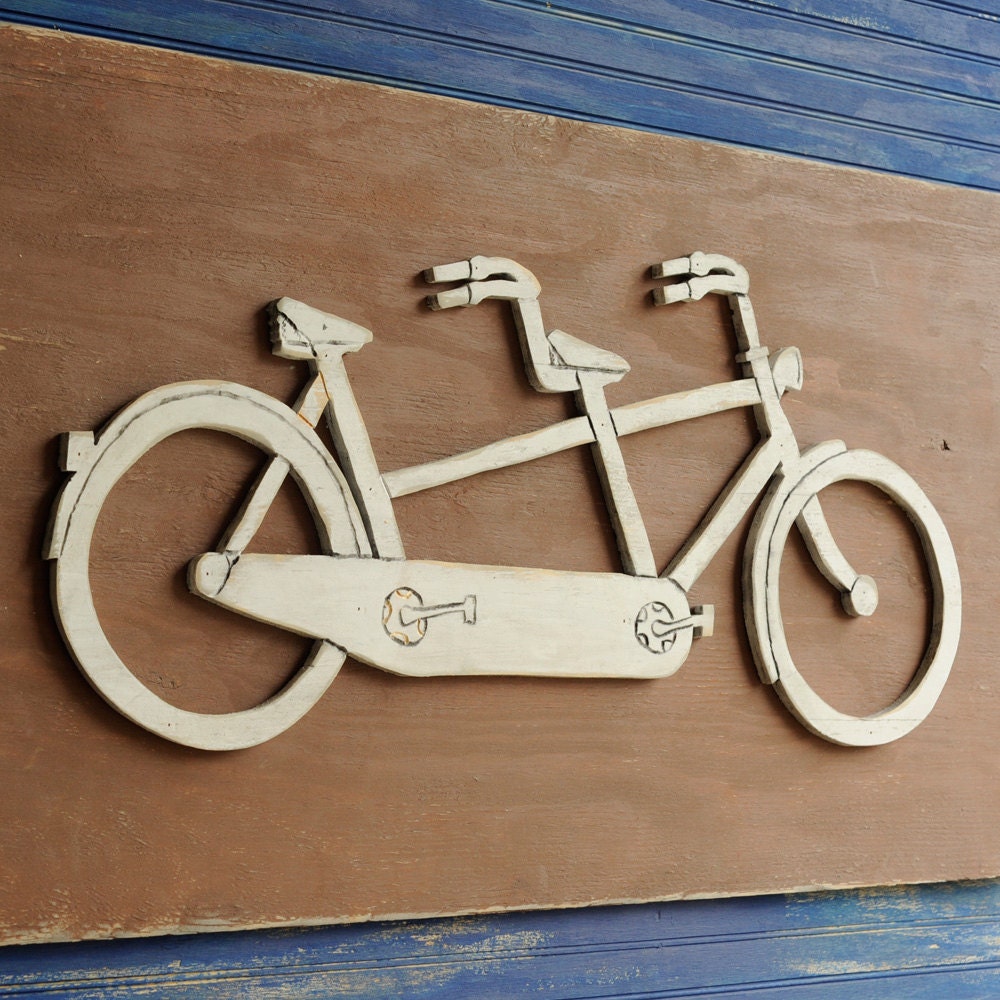 Tandem Bicycle Art Wooden Bike Sign Bicycle Built for Two Wall Art