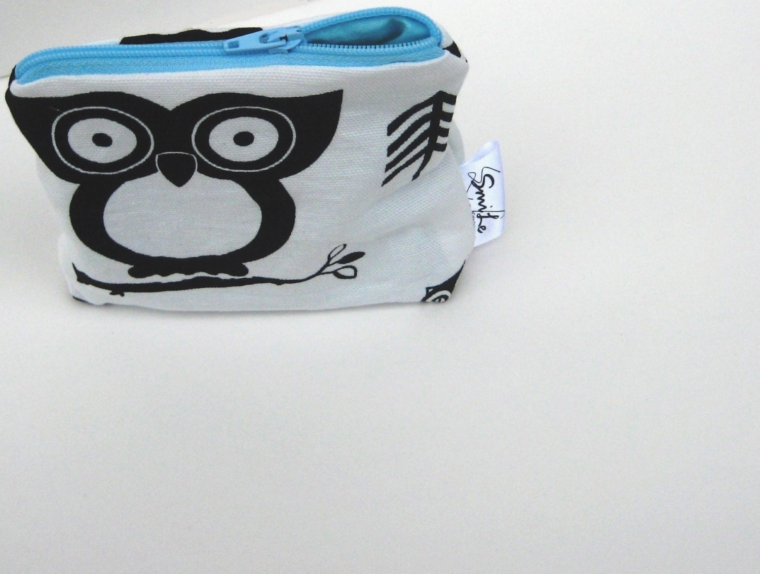 Owl Pouch. Coin Purse. Change Wallet. Design Your Own Choose Interior and Zipper. Teacher Gift. Bridesmaid Gift. Black and White accessory.