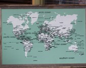 Giant Organic Style Literary Map Print Poster - 24x36 - Hummingbird Blue