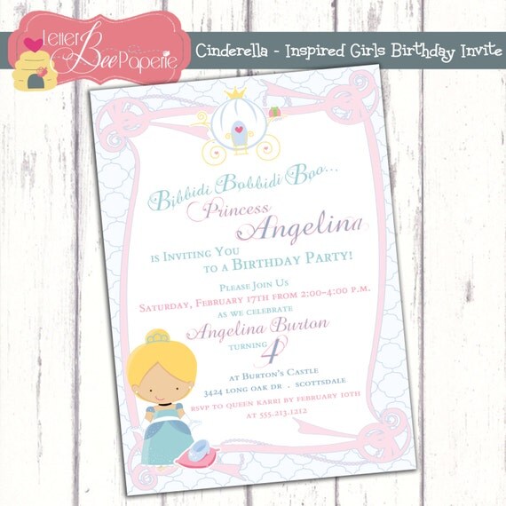 Cinderella-Inspired Girl's Birthday Party Invitation - DIY Printable File Il_570xn
