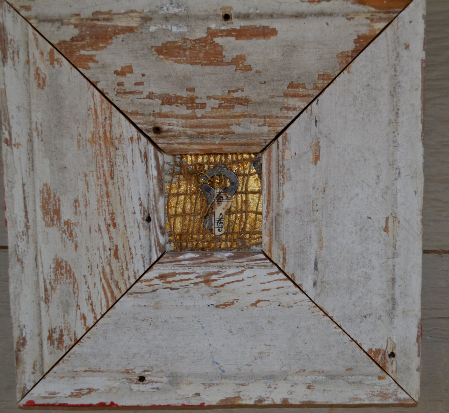 Original Collage in handmade reclaimed wood frame