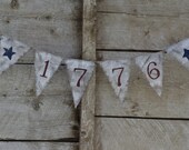 1776 burlap banner, 4th of july banner, old glory US flag banner red white and blue, americana