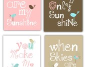 SALE You are my sunshine coordinates with Pottery Barn Maya Bedding 4-8x10 prints , nursery art prints