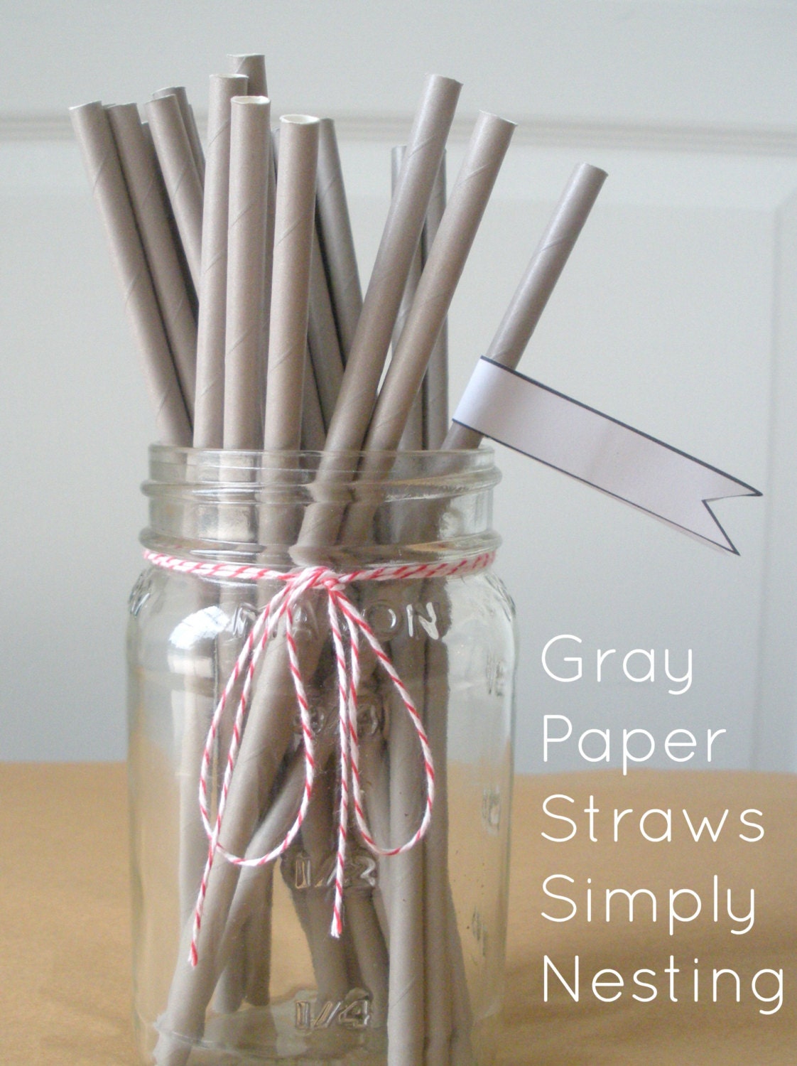 25 Gray Straws, Striped Paper Straws, Party Straws, Wedding Straws